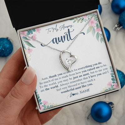 Forever Love Necklace | Personalized To My Amazing Aunt Necklace From Niece Nephew Thank You For Everything You Do Aunt Mothers Day Birthday Christmas Customized Gift Box Message Card | siriusteestore