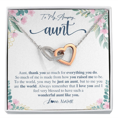Interlocking Hearts Necklace | Personalized To My Amazing Aunt Necklace From Niece Nephew Thank You For Everything You Do Aunt Mothers Day Birthday Christmas Customized Gift Box Message Card | siriusteestore