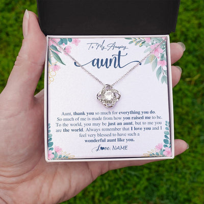 Love Knot Necklace | Personalized To My Amazing Aunt Necklace From Niece Nephew Thank You For Everything You Do Aunt Mothers Day Birthday Christmas Customized Gift Box Message Card | siriusteestore