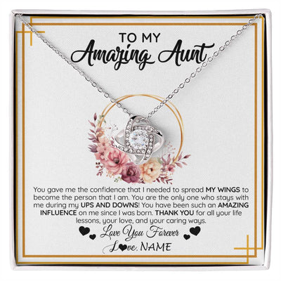 Love Knot Necklace 14K White Gold Finish | 1 | Personalized To My Amazing Aunt Necklace From Niece Nephew You Gave Me The Confidence Aunt Birthday Mothers Day Christmas Customized Gift Box Message Card | siriusteestore