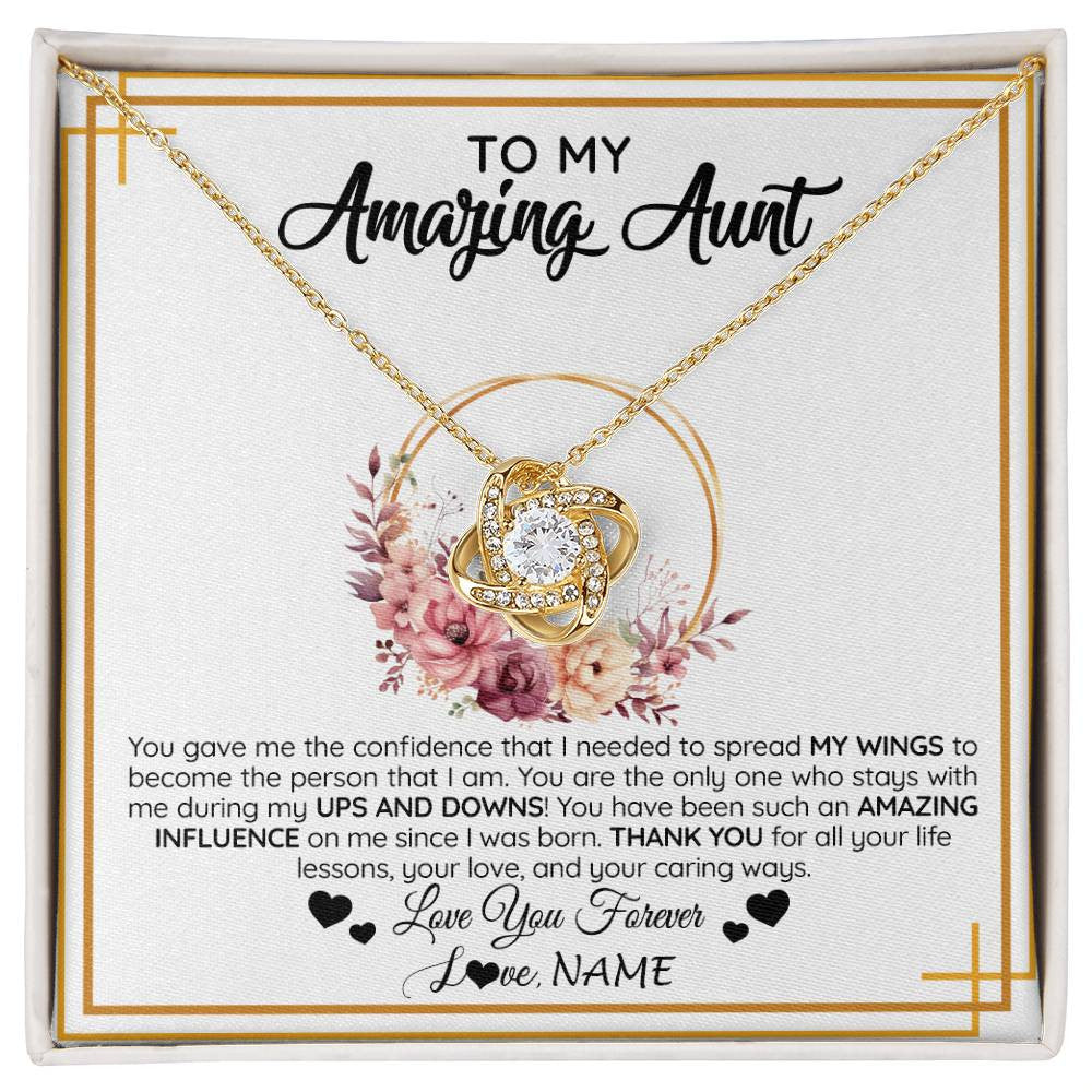 Love Knot Necklace 18K Yellow Gold Finish | 1 | Personalized To My Amazing Aunt Necklace From Niece Nephew You Gave Me The Confidence Aunt Birthday Mothers Day Christmas Customized Gift Box Message Card | siriusteestore