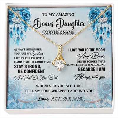 Alluring Beauty Necklace 18K Yellow Gold Finish | 1 | Personalized To My Amazing Bonus Daughter Necklace From Stepmom Stepdad Dream Catcher It A Big Hug Stepdaughter Birthday Gifts Christmas Gift Box Message Card | https://siriusteestore.