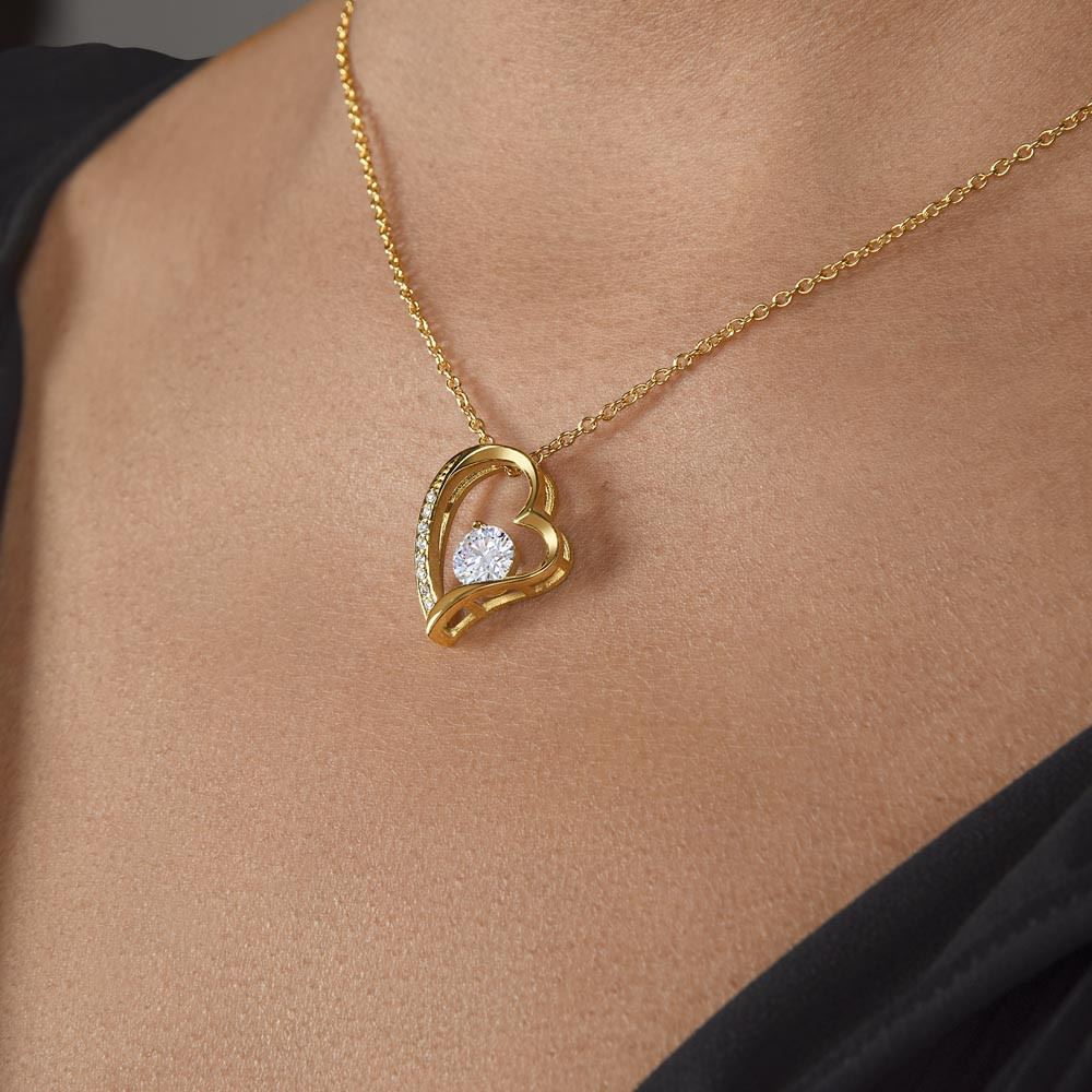 Forever Love Necklace 18K Yellow Gold Finish | Personalized To My Amazing Bonus Mom Necklace from Daughter Thank You Step Mom Jewelry Birthday Mothers Day Thanksgiving Christmas Customized Message Card | siriusteestore