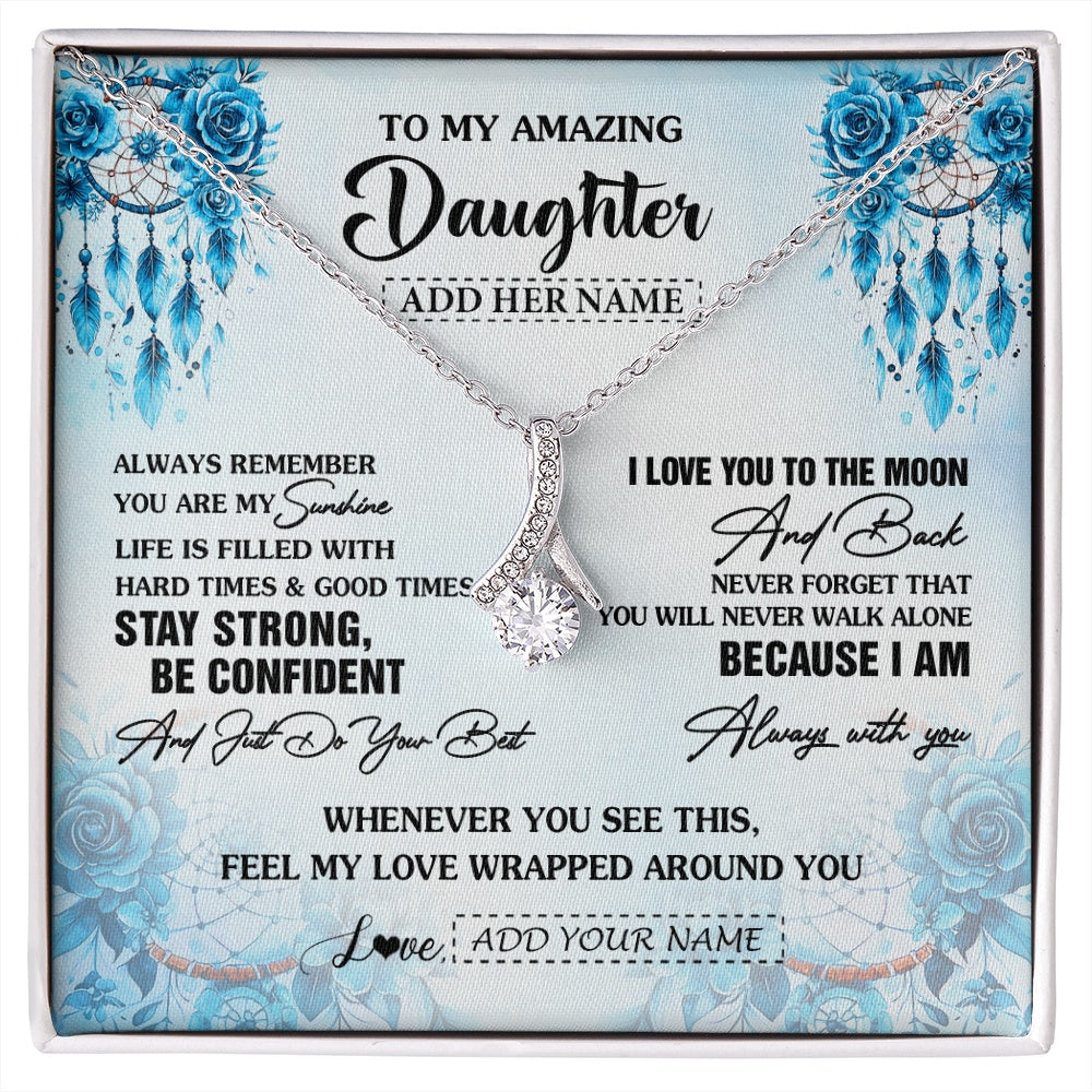 Alluring Beauty Necklace 14K White Gold Finish | 1 | Personalized To My Amazing Daughter Necklace From Dad Mom Mother Dream Catcher It A Big Hug Daughter Birthday Gifts Christmas Customized Gift Box Message Card | https://siriusteestore.