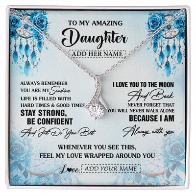 Alluring Beauty Necklace 14K White Gold Finish | 1 | Personalized To My Amazing Daughter Necklace From Dad Mom Mother Dream Catcher It A Big Hug Daughter Birthday Gifts Christmas Customized Gift Box Message Card | https://siriusteestore.