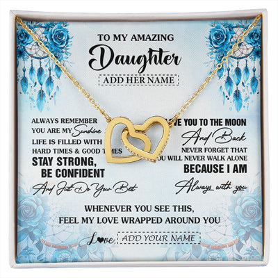 Interlocking Hearts Necklace 18K Yellow Gold Finish | 1 | Personalized To My Amazing Daughter Necklace From Dad Mom Mother Dream Catcher It A Big Hug Daughter Birthday Gifts Christmas Customized Gift Box Message Card | https://siriusteestore.