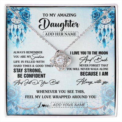 Love Knot Necklace 14K White Gold Finish | 1 | Personalized To My Amazing Daughter Necklace From Dad Mom Mother Dream Catcher It A Big Hug Daughter Birthday Gifts Christmas Customized Gift Box Message Card | https://siriusteestore.