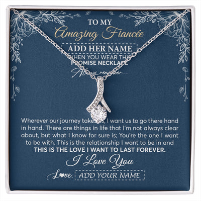 Alluring Beauty Necklace 14K White Gold Finish | 1 | Personalized To My Amazing Fiancee Necklace From Fiance Promise Necklace Birthday Gifts For Fiancee For Her Valentines Christmas Custom Gift Box Message Card | https://siriusteestore.