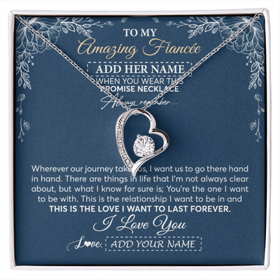 Forever Love Necklace 14K White Gold Finish | 1 | Personalized To My Amazing Fiancee Necklace From Fiance Promise Necklace Birthday Gifts For Fiancee For Her Valentines Christmas Custom Gift Box Message Card | https://siriusteestore.