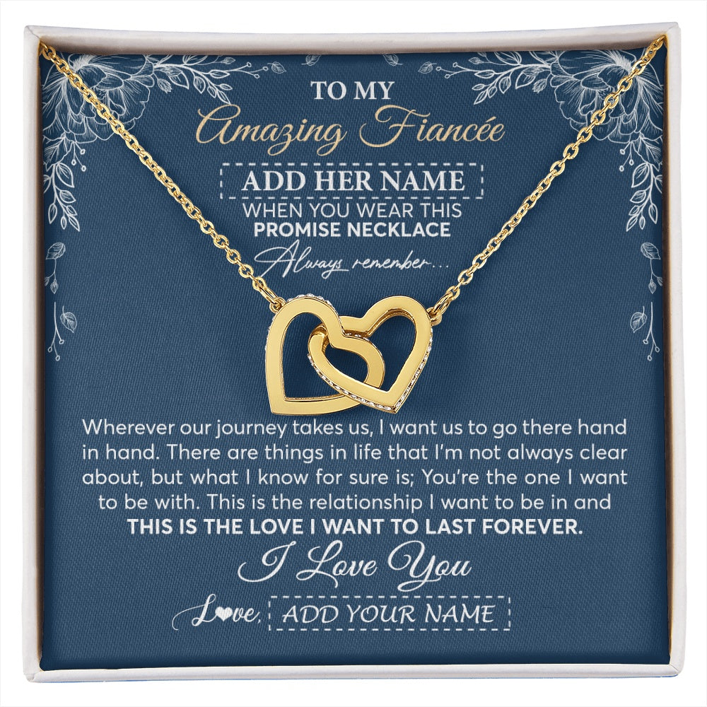 Interlocking Hearts Necklace 18K Yellow Gold Finish | 1 | Personalized To My Amazing Fiancee Necklace From Fiance Promise Necklace Birthday Gifts For Fiancee For Her Valentines Christmas Custom Gift Box Message Card | https://siriusteestore.