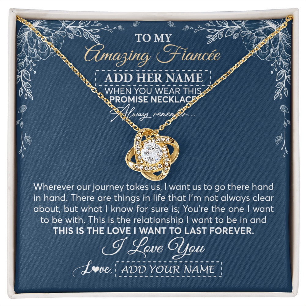 Love Knot Necklace 18K Yellow Gold Finish | 1 | Personalized To My Amazing Fiancee Necklace From Fiance Promise Necklace Birthday Gifts For Fiancee For Her Valentines Christmas Custom Gift Box Message Card | https://siriusteestore.