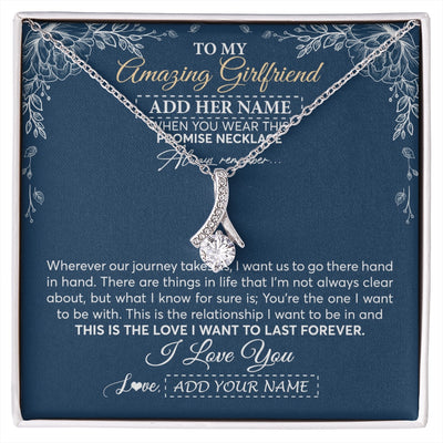Alluring Beauty Necklace 14K White Gold Finish | 1 | Personalized To My Amazing Girlfriend Necklace From Boyfriend Promise Necklace Birthday Gifts For Girlfriend Valentines Christmas Custom Gift Box Message Card | https://siriusteestore.