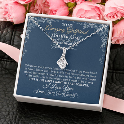 Alluring Beauty Necklace 14K White Gold Finish | 2 | Personalized To My Amazing Girlfriend Necklace From Boyfriend Promise Necklace Birthday Gifts For Girlfriend Valentines Christmas Custom Gift Box Message Card | https://siriusteestore.