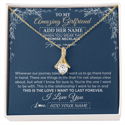 Alluring Beauty Necklace 18K Yellow Gold Finish | 1 | Personalized To My Amazing Girlfriend Necklace From Boyfriend Promise Necklace Birthday Gifts For Girlfriend Valentines Christmas Custom Gift Box Message Card | https://siriusteestore.