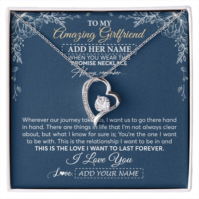Forever Love Necklace 14K White Gold Finish | 1 | Personalized To My Amazing Girlfriend Necklace From Boyfriend Promise Necklace Birthday Gifts For Girlfriend Valentines Christmas Custom Gift Box Message Card | https://siriusteestore.