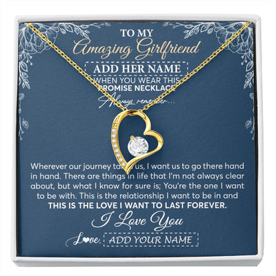 Forever Love Necklace 18K Yellow Gold Finish | 1 | Personalized To My Amazing Girlfriend Necklace From Boyfriend Promise Necklace Birthday Gifts For Girlfriend Valentines Christmas Custom Gift Box Message Card | https://siriusteestore.