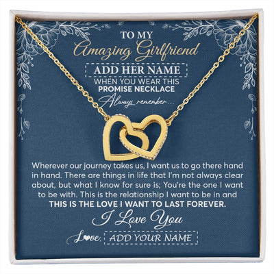 Interlocking Hearts Necklace 18K Yellow Gold Finish | 1 | Personalized To My Amazing Girlfriend Necklace From Boyfriend Promise Necklace Birthday Gifts For Girlfriend Valentines Christmas Custom Gift Box Message Card | https://siriusteestore.