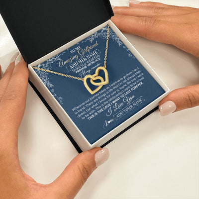 Interlocking Hearts Necklace 18K Yellow Gold Finish | 2 | Personalized To My Amazing Girlfriend Necklace From Boyfriend Promise Necklace Birthday Gifts For Girlfriend Valentines Christmas Custom Gift Box Message Card | https://siriusteestore.