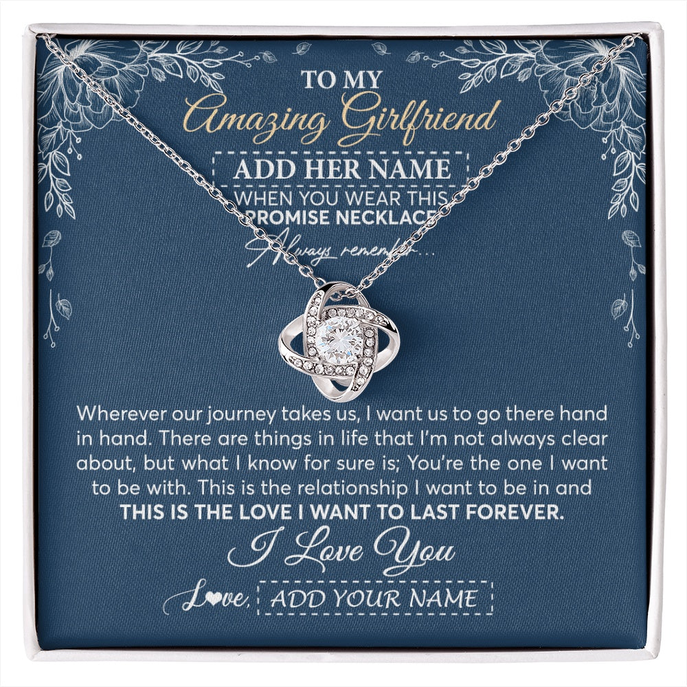 Love Knot Necklace 14K White Gold Finish | 1 | Personalized To My Amazing Girlfriend Necklace From Boyfriend Promise Necklace Birthday Gifts For Girlfriend Valentines Christmas Custom Gift Box Message Card | https://siriusteestore.