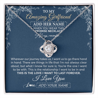 Love Knot Necklace 14K White Gold Finish | 1 | Personalized To My Amazing Girlfriend Necklace From Boyfriend Promise Necklace Birthday Gifts For Girlfriend Valentines Christmas Custom Gift Box Message Card | https://siriusteestore.