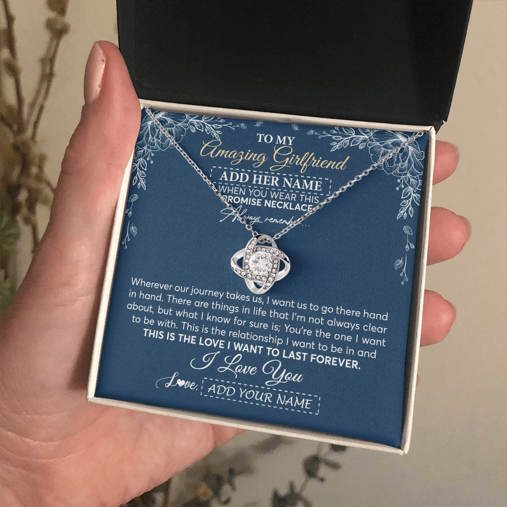Love Knot Necklace 14K White Gold Finish | 2 | Personalized To My Amazing Girlfriend Necklace From Boyfriend Promise Necklace Birthday Gifts For Girlfriend Valentines Christmas Custom Gift Box Message Card | https://siriusteestore.