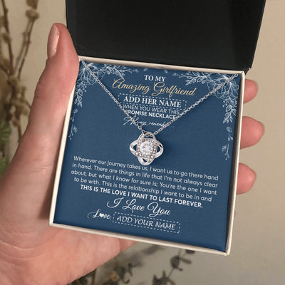Love Knot Necklace 14K White Gold Finish | 2 | Personalized To My Amazing Girlfriend Necklace From Boyfriend Promise Necklace Birthday Gifts For Girlfriend Valentines Christmas Custom Gift Box Message Card | https://siriusteestore.