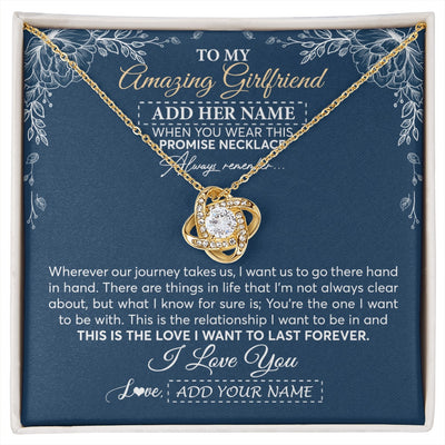 Love Knot Necklace 18K Yellow Gold Finish | 1 | Personalized To My Amazing Girlfriend Necklace From Boyfriend Promise Necklace Birthday Gifts For Girlfriend Valentines Christmas Custom Gift Box Message Card | https://siriusteestore.