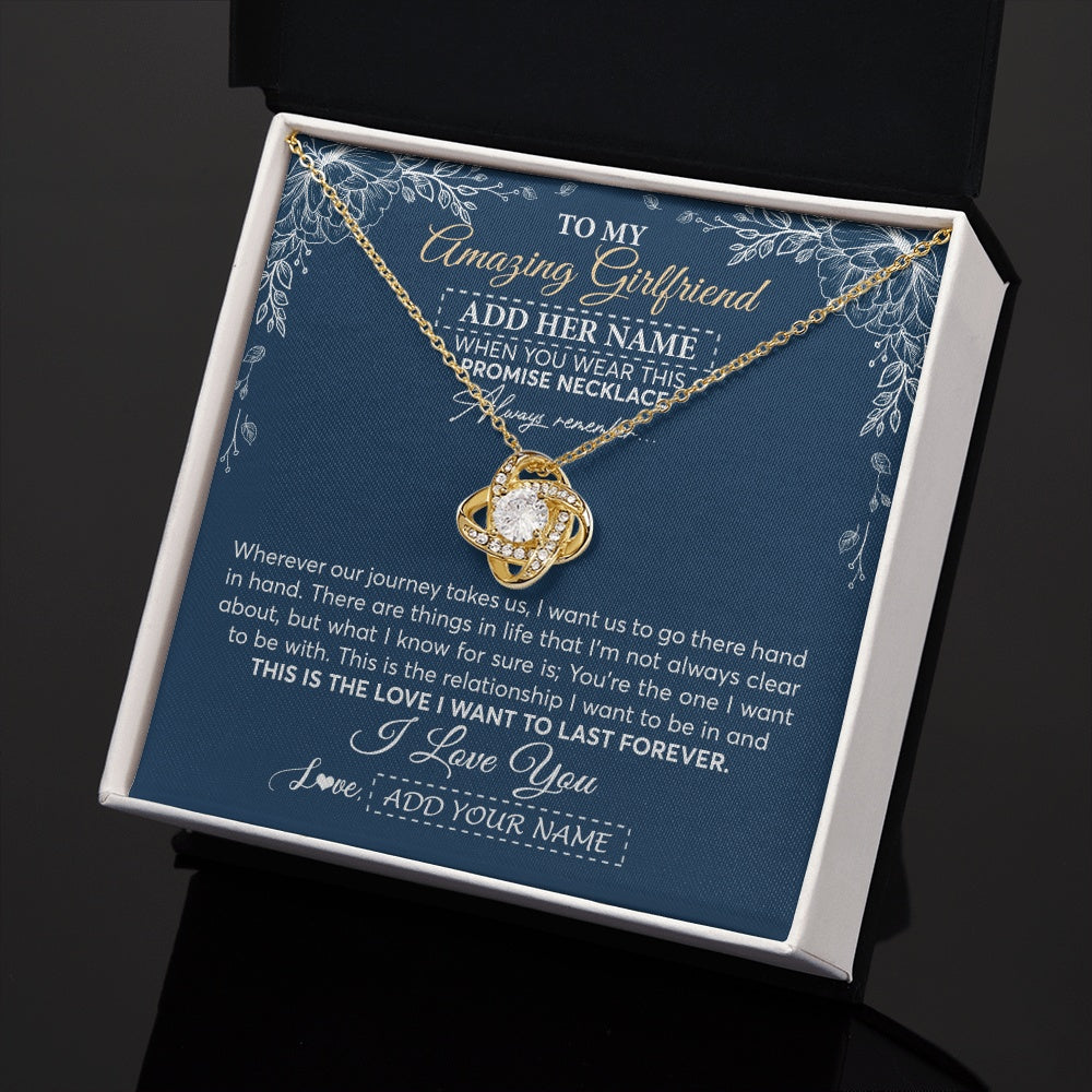 Love Knot Necklace 18K Yellow Gold Finish | 2 | Personalized To My Amazing Girlfriend Necklace From Boyfriend Promise Necklace Birthday Gifts For Girlfriend Valentines Christmas Custom Gift Box Message Card | https://siriusteestore.