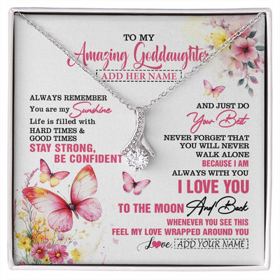 Alluring Beauty Necklace 14K White Gold Finish | 1 | Personalized To My Amazing Goddaughter Necklace From Godmother Uncle Butterfly It A Big Hug Goddaughter Birthday Gifts Christmas Custom Gift Box Message Card | https://siriusteestore.