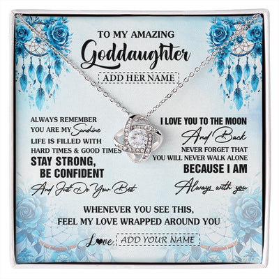 Love Knot Necklace 14K White Gold Finish | 1 | Personalized To My Amazing Goddaughter Necklace From Godmother Uncle Dream Catcher It A Big Hug Goddaughter Birthday Gifts Christmas Gift Box Message Card | https://siriusteestore.
