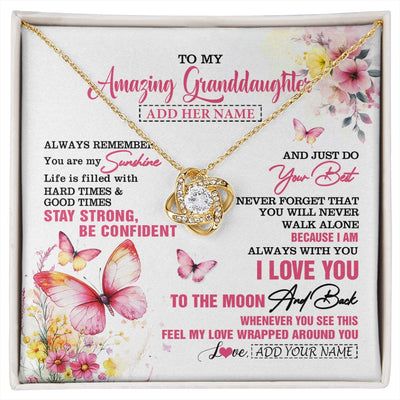 Love Knot Necklace 18K Yellow Gold Finish | 1 | Personalized To My Amazing Granddaughter Necklace From Grandma Grandpa Butterfly It A Big Hug Granddaughter Birthday Gifts Christmas Gift Box Message Card | https://siriusteestore.