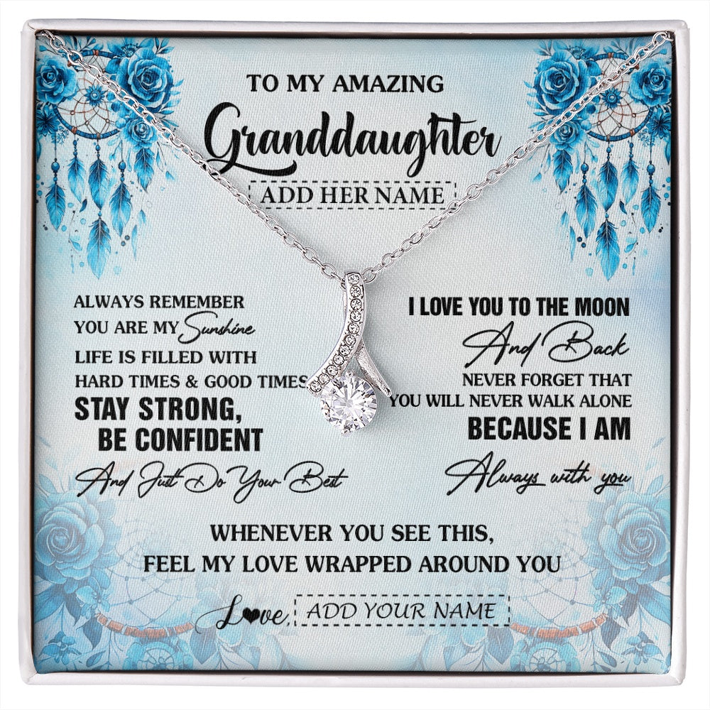 Alluring Beauty Necklace 14K White Gold Finish | 1 | Personalized To My Amazing Granddaughter Necklace From Grandma Grandpa Dream Catcher It A Big Hug Granddaughter Birthday Gifts Christmas Gift Box Message Card | https://siriusteestore.