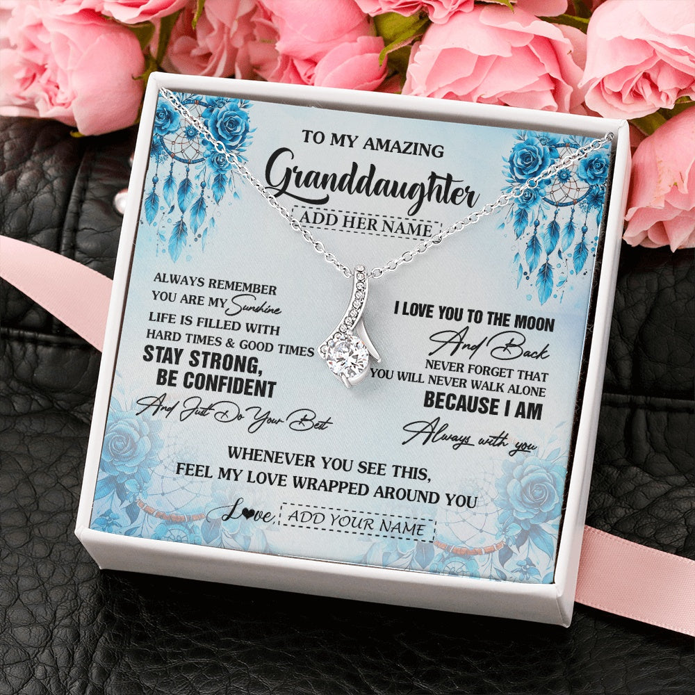 Alluring Beauty Necklace 14K White Gold Finish | 2 | Personalized To My Amazing Granddaughter Necklace From Grandma Grandpa Dream Catcher It A Big Hug Granddaughter Birthday Gifts Christmas Gift Box Message Card | https://siriusteestore.