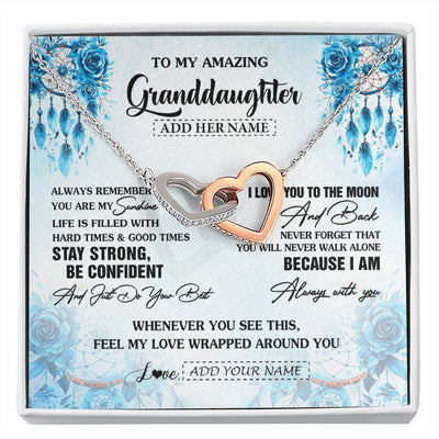 Interlocking Hearts Necklace Stainless Steel & Rose Gold Finish | 1 | Personalized To My Amazing Granddaughter Necklace From Grandma Grandpa Dream Catcher It A Big Hug Granddaughter Birthday Gifts Christmas Gift Box Message Card | https://siriusteestore.