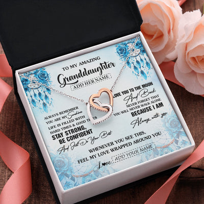 Interlocking Hearts Necklace Stainless Steel & Rose Gold Finish | 2 | Personalized To My Amazing Granddaughter Necklace From Grandma Grandpa Dream Catcher It A Big Hug Granddaughter Birthday Gifts Christmas Gift Box Message Card | https://siriusteestore.