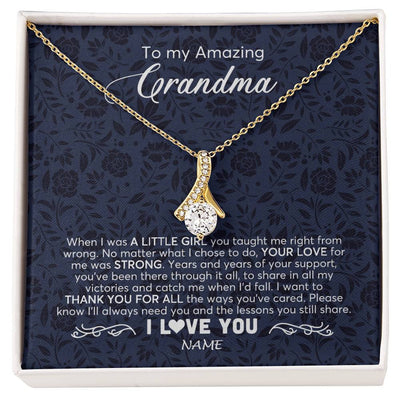Alluring Beauty Necklace 18K Yellow Gold Finish | 1 | Personalized To My Amazing Grandma Necklace From Granddaughter When I Was A Little Girl Grandma Birthday Mothers Day Christmas Customized Gift Box Message Card | siriusteestore