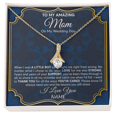 Alluring Beauty Necklace 18K Yellow Gold Finish | Personalized To My Amazing Mom Mother Of Groom From Son Necklace Wedding Gift For Mother When I Was A Little Boy Jewelry Customized Gift Box Message Card | siriusteestore