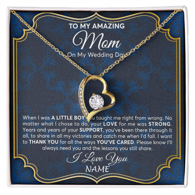 Forever Love Necklace 18K Yellow Gold Finish | Personalized To My Amazing Mom Mother Of Groom From Son Necklace Wedding Gift For Mother When I Was A Little Boy Jewelry Customized Gift Box Message Card | siriusteestore