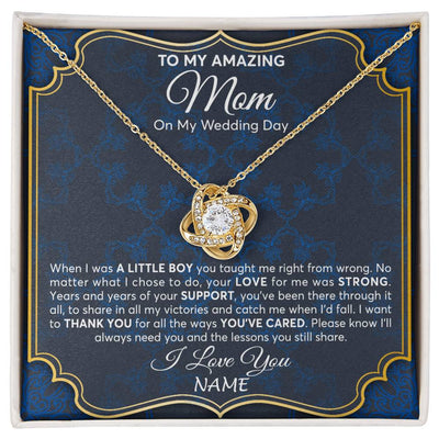 Love Knot Necklace 18K Yellow Gold Finish | Personalized To My Amazing Mom Mother Of Groom From Son Necklace Wedding Gift For Mother When I Was A Little Boy Jewelry Customized Gift Box Message Card | siriusteestore