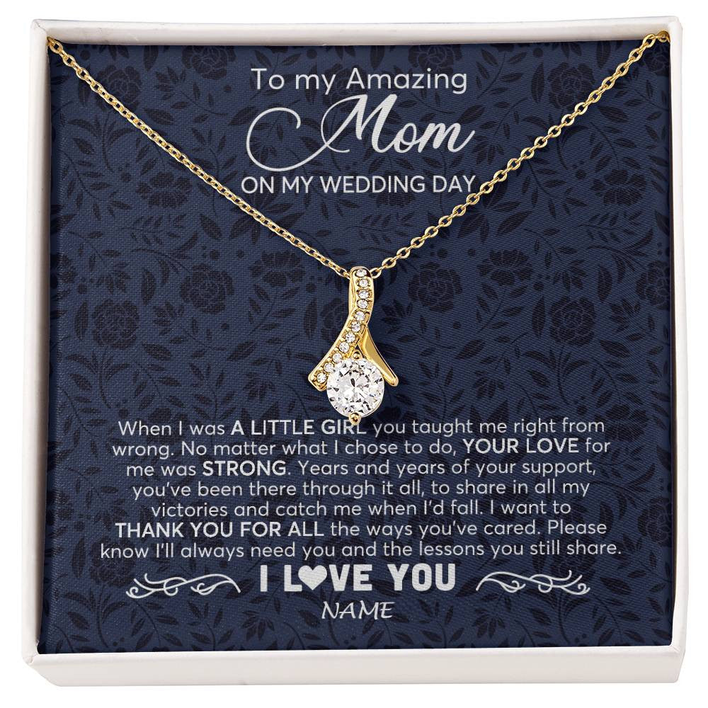 Alluring Beauty Necklace 18K Yellow Gold Finish | 1 | Personalized To My Amazing Mom Necklace From Daughter On My Wedding Day When I Was A Little Girl Mother Of Brid Wedding Day Customized Gift Box Message Card | siriusteestore