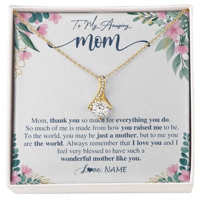 Alluring Beauty Necklace 18K Yellow Gold Finish | 1 | Personalized To My Amazing Mom Necklace From Daughter Son Thank You For Everything You Do Mom Mothers Day Birthday Christmas Customized Gift Box Message Card | siriusteestore