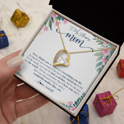 Forever Love Necklace 18K Yellow Gold Finish | 2 | Personalized To My Amazing Mom Necklace From Daughter Son Thank You For Everything You Do Mom Mothers Day Birthday Christmas Customized Gift Box Message Card | siriusteestore