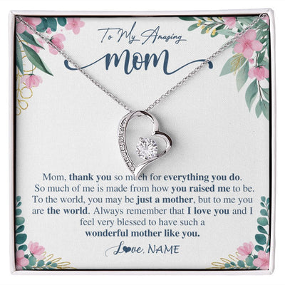 Forever Love Necklace | Personalized To My Amazing Mom Necklace From Daughter Son Thank You For Everything You Do Mom Mothers Day Birthday Christmas Customized Gift Box Message Card | siriusteestore