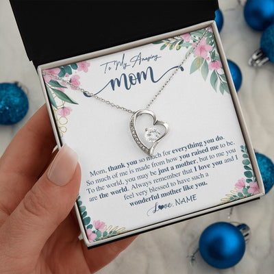 Forever Love Necklace | Personalized To My Amazing Mom Necklace From Daughter Son Thank You For Everything You Do Mom Mothers Day Birthday Christmas Customized Gift Box Message Card | siriusteestore