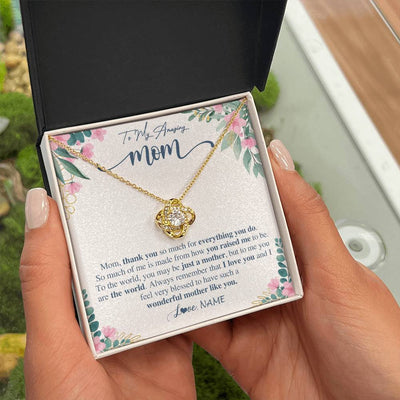 Love Knot Necklace 18K Yellow Gold Finish | 2 | Personalized To My Amazing Mom Necklace From Daughter Son Thank You For Everything You Do Mom Mothers Day Birthday Christmas Customized Gift Box Message Card | siriusteestore