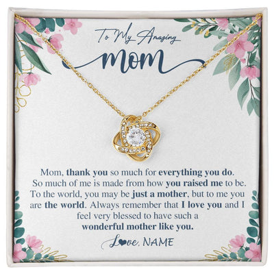 Love Knot Necklace 18K Yellow Gold Finish | 1 | Personalized To My Amazing Mom Necklace From Daughter Son Thank You For Everything You Do Mom Mothers Day Birthday Christmas Customized Gift Box Message Card | siriusteestore
