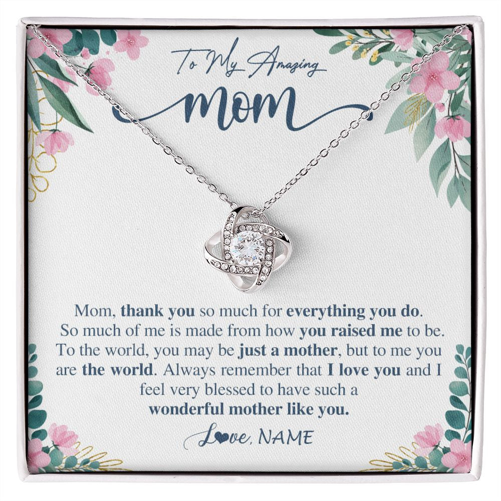 Love Knot Necklace | Personalized To My Amazing Mom Necklace From Daughter Son Thank You For Everything You Do Mom Mothers Day Birthday Christmas Customized Gift Box Message Card | siriusteestore