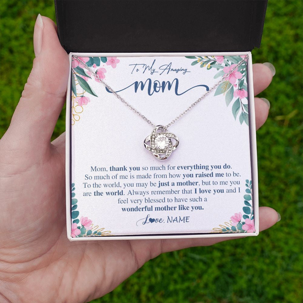 Love Knot Necklace | Personalized To My Amazing Mom Necklace From Daughter Son Thank You For Everything You Do Mom Mothers Day Birthday Christmas Customized Gift Box Message Card | siriusteestore