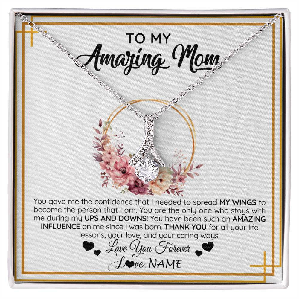 Alluring Beauty Necklace 14K White Gold Finish | 1 | Personalized To My Amazing Mom Necklace From Daughter Son You Gave Me The Confidence Mom Birthday Gifts Mothers Day Christmas Customized Gift Box Message Card | siriusteestore