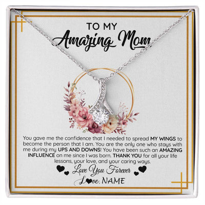 Alluring Beauty Necklace 14K White Gold Finish | 1 | Personalized To My Amazing Mom Necklace From Daughter Son You Gave Me The Confidence Mom Birthday Gifts Mothers Day Christmas Customized Gift Box Message Card | siriusteestore